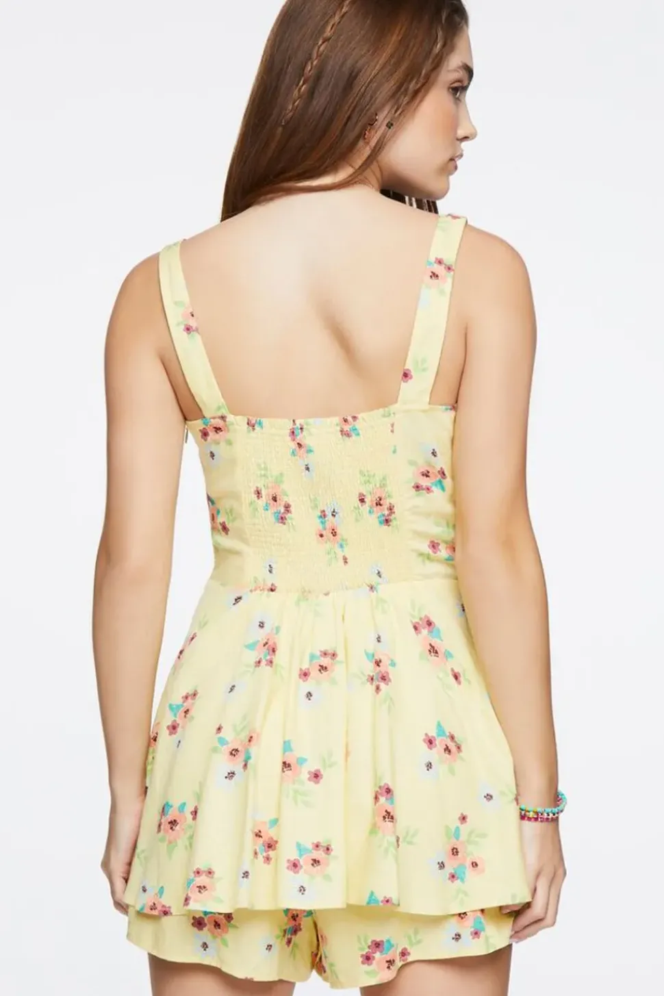 Floral Print Linen-Blend Romper