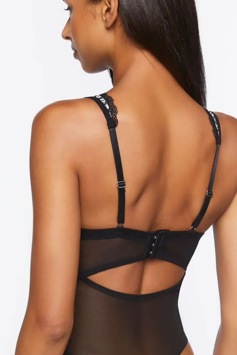 Floral Print Mesh Lingerie Bodysuit
