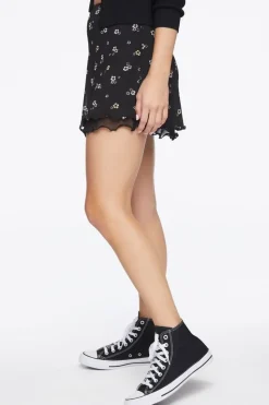 Floral Print Mesh Mini Skirt