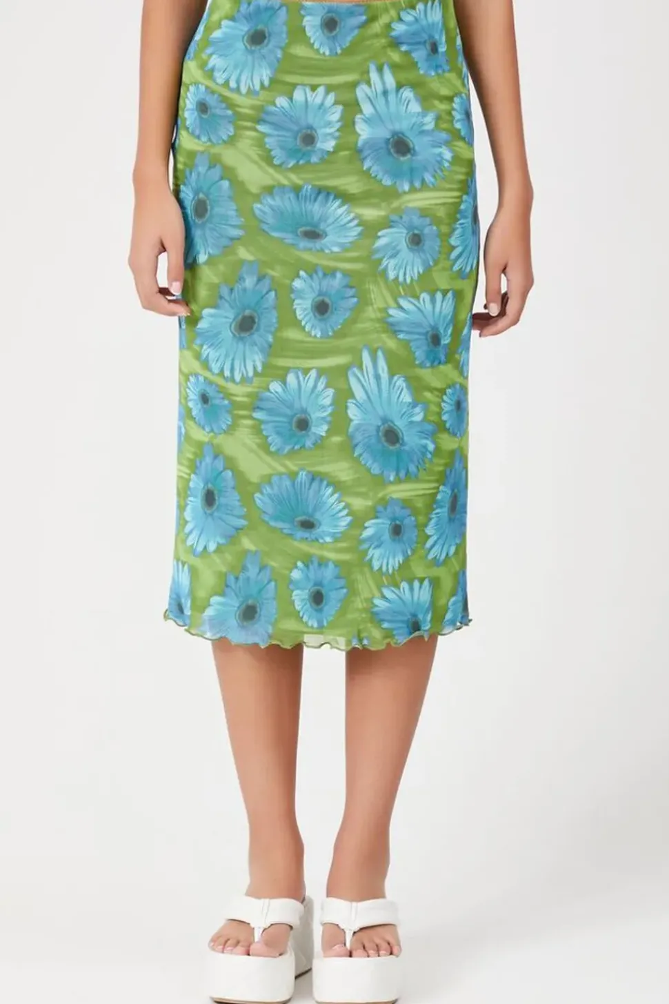 Floral Print Mesh Skirt