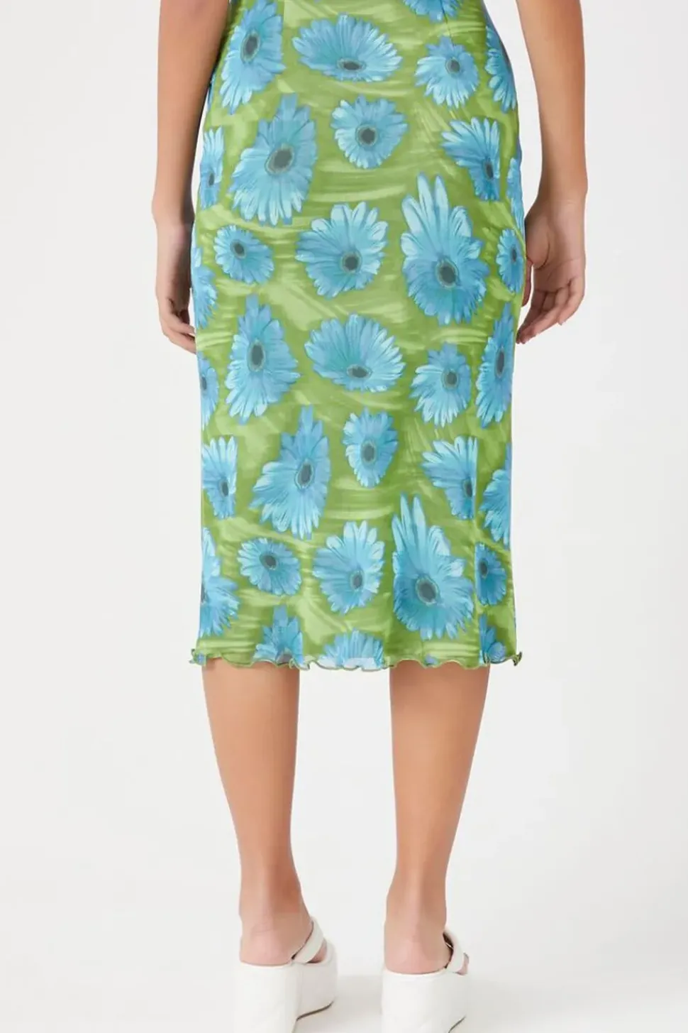Floral Print Mesh Skirt