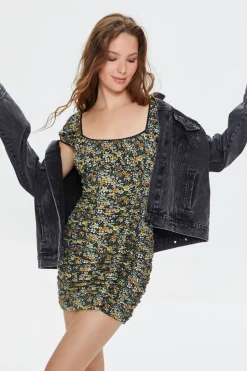 Floral Print Mini Bodycon Dress