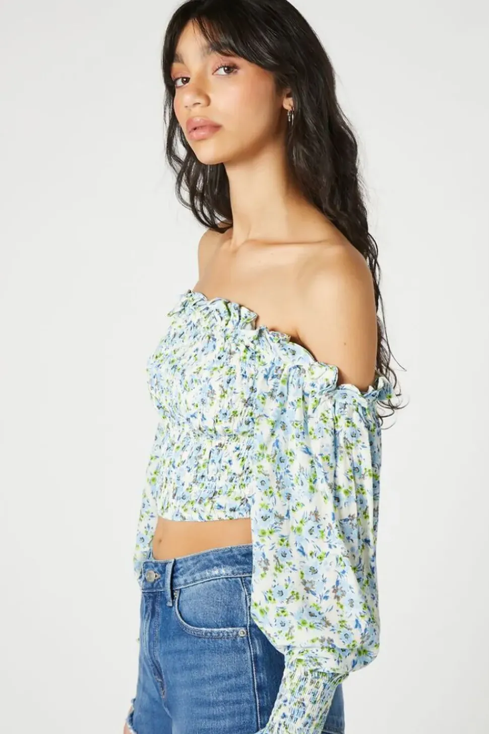 Floral Print Off-The-Shoulder Top