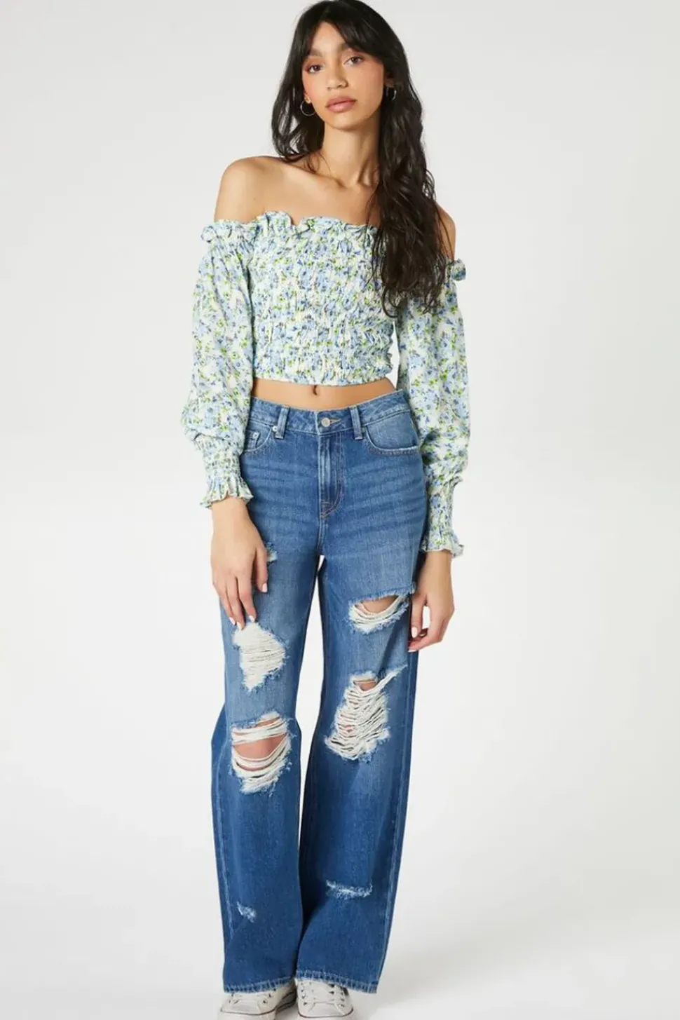 Floral Print Off-The-Shoulder Top