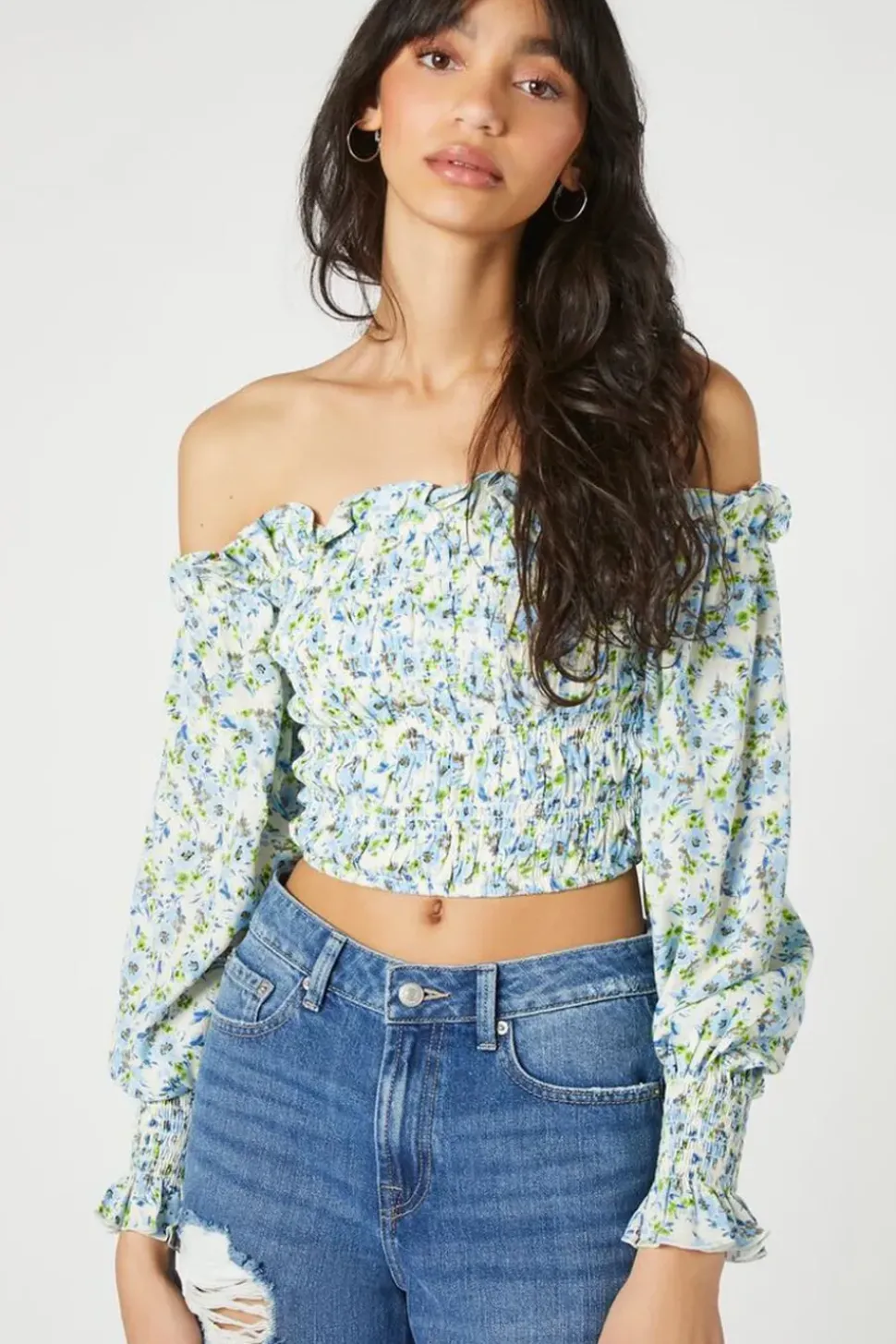 Floral Print Off-The-Shoulder Top