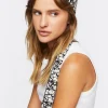Floral Print Pearl Head Scarf