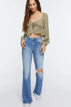 Floral Print Peasant Crop Top