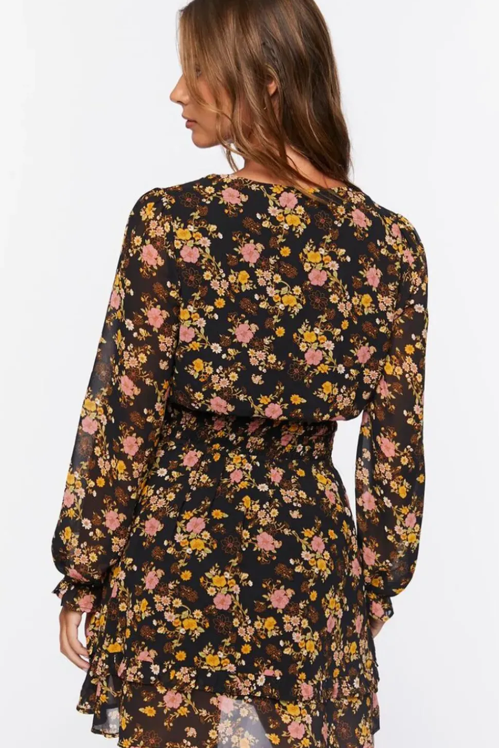 Floral Print Peasant Sleeve Dress