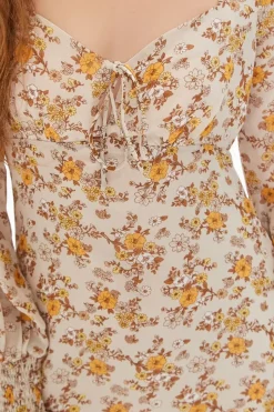 Floral Print Peasant-Sleeve Dress