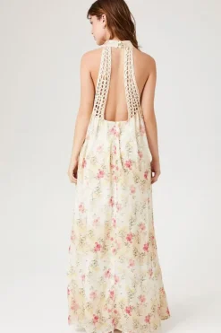Floral Print Plunging Maxi Dress