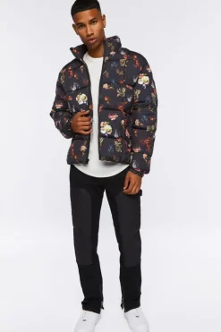 Floral Print Puffer Jacket