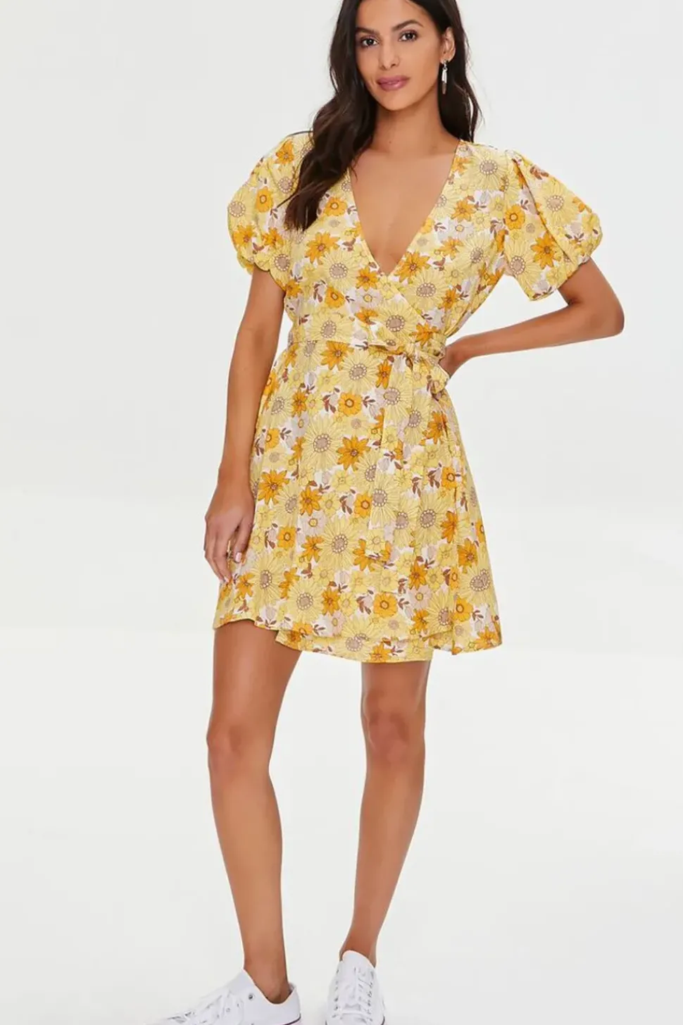 Floral Print Puff-Sleeve Dress