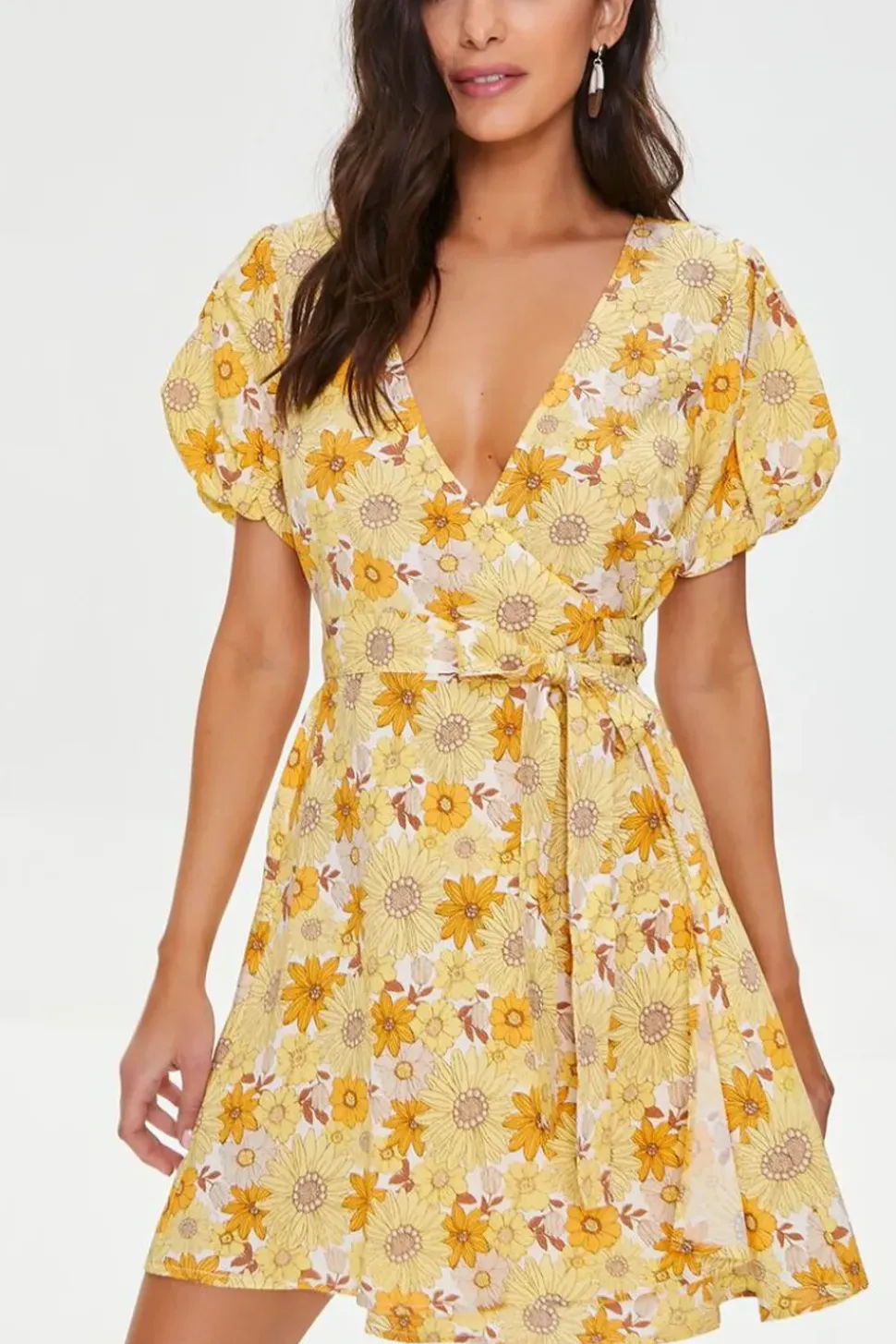 Floral Print Puff-Sleeve Dress