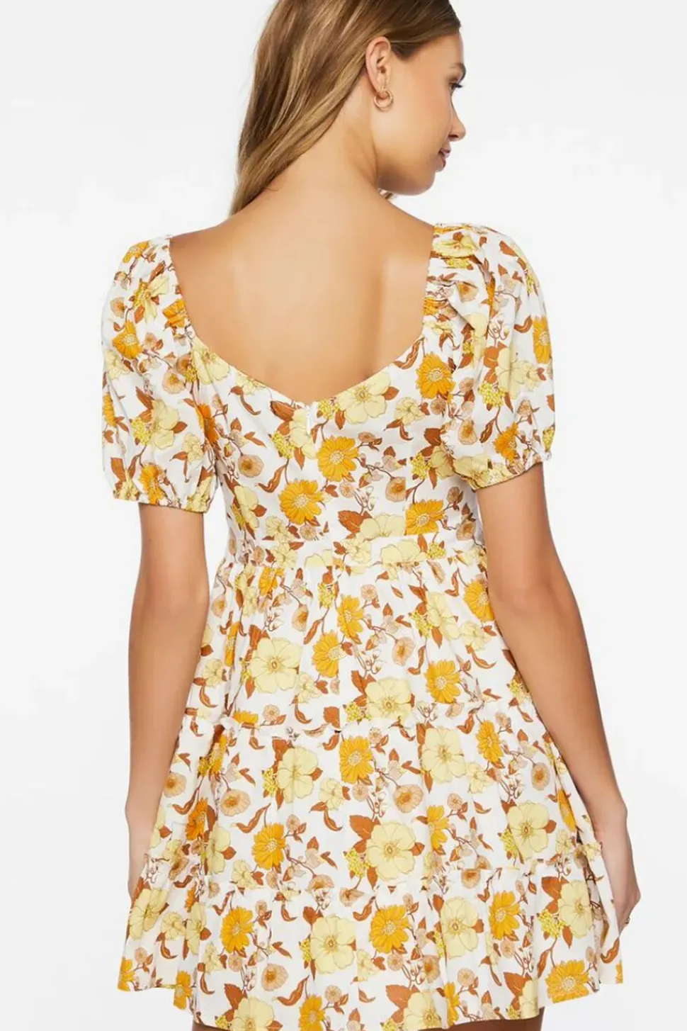 Floral Print Puff-Sleeve Mini Dress