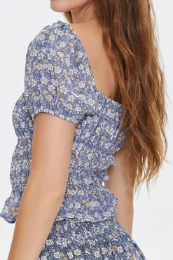 Floral Print Puff-Sleeve Top