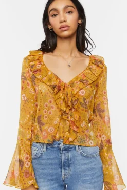 Floral Print Ruffled Flounce Top