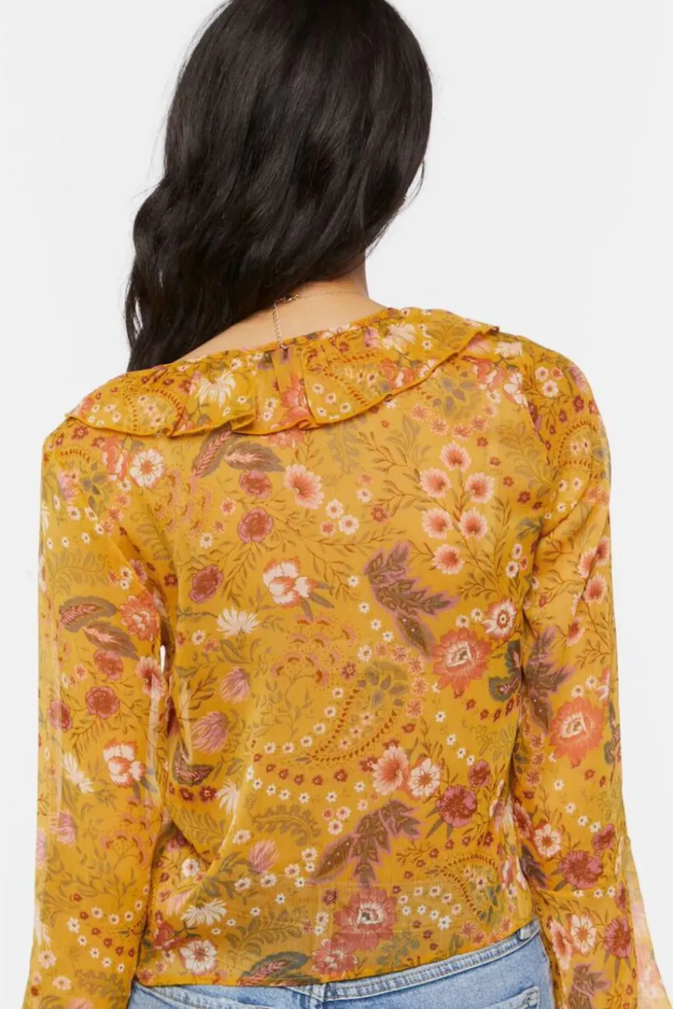 Floral Print Ruffled Flounce Top