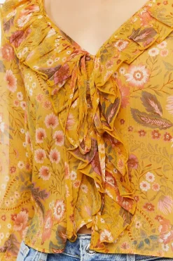 Floral Print Ruffled Flounce Top