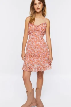 Floral Print Ruffle-Trim Mini Dress