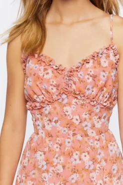 Floral Print Ruffle-Trim Mini Dress