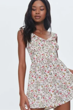 Floral Print Ruffle-Trim Romper
