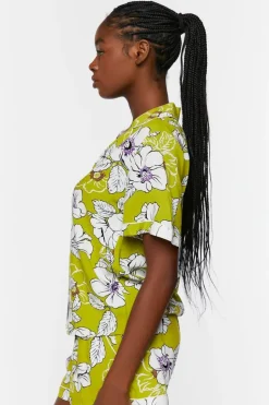 Floral Print Shirt & Shorts Pajama Set