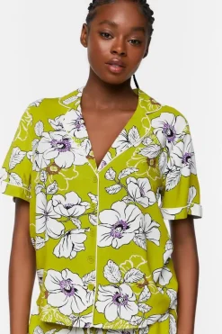 Floral Print Shirt & Shorts Pajama Set