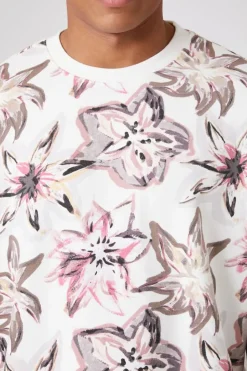 Floral Print Short-Sleeve Pullover