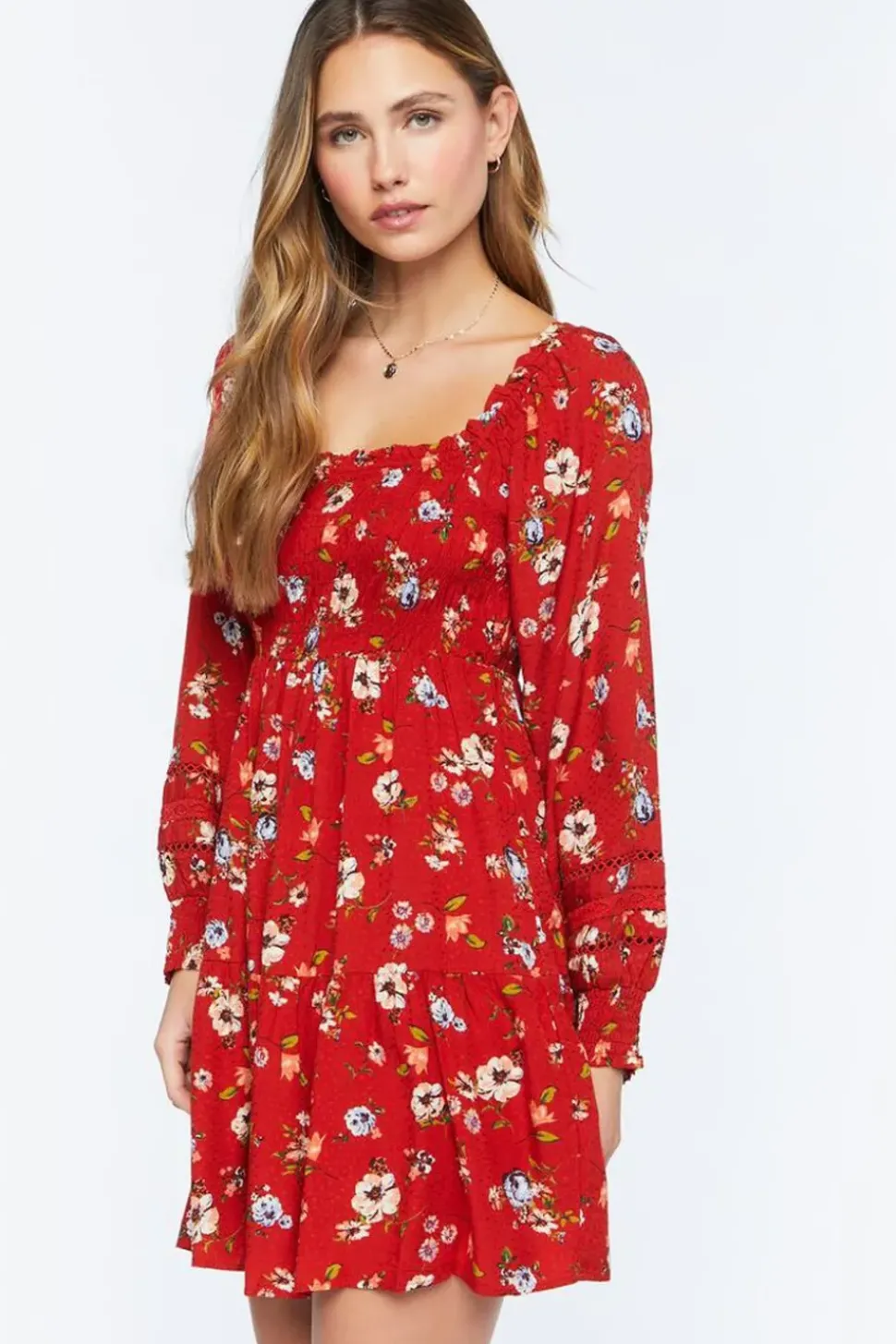 Floral Print Smocked Babydoll Dress