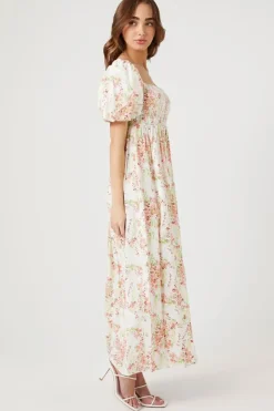 Floral Print Smocked Maxi Dress
