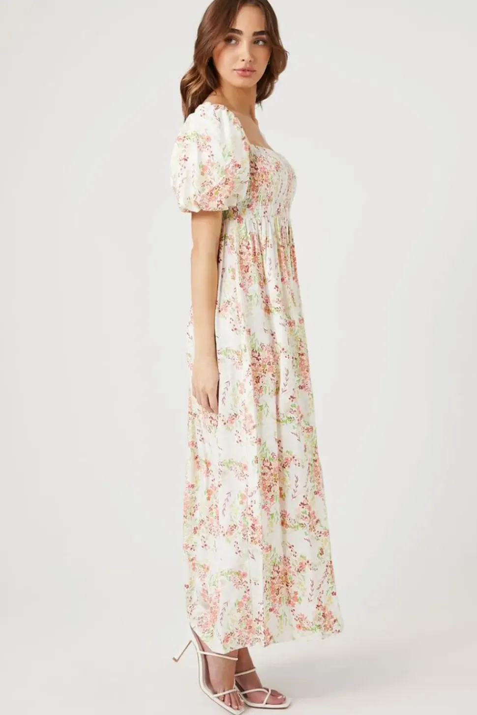 Floral Print Smocked Maxi Dress