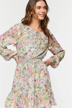 Floral Print Smocked Mini Dress