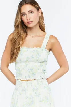 Floral Print Smocked Tank Top