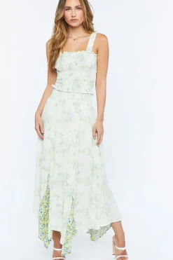 Floral Print Smocked Tank Top