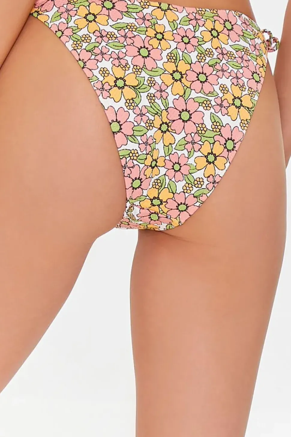 Floral Print String Bikini Bottoms