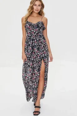 Floral Print Sweetheart Maxi Dress