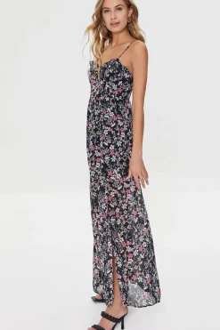 Floral Print Sweetheart Maxi Dress