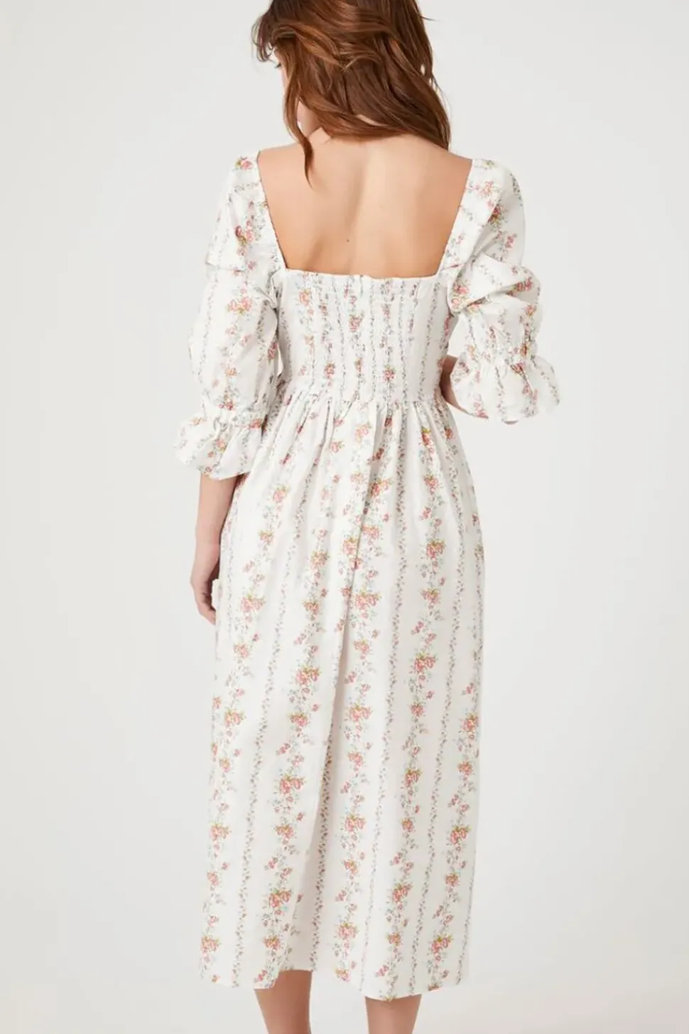 Floral Print Sweetheart Midi Dress