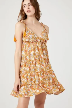Floral Print Tassel Mini Dress