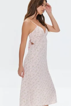 Floral Print Tie-Back Midi Dress