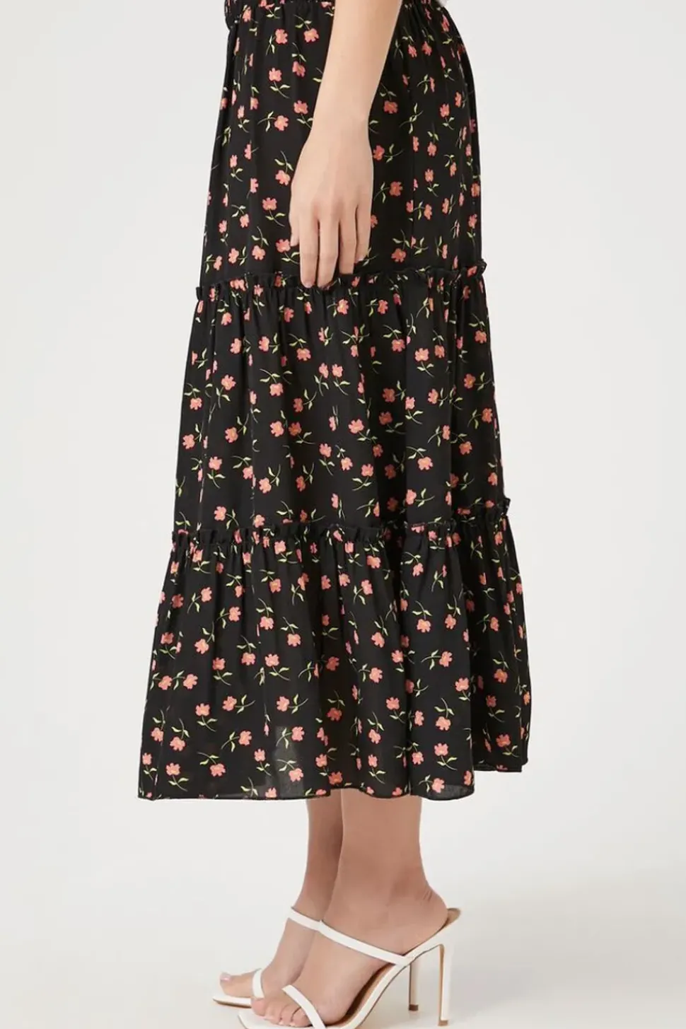 Floral Print Tiered Midi Skirt
