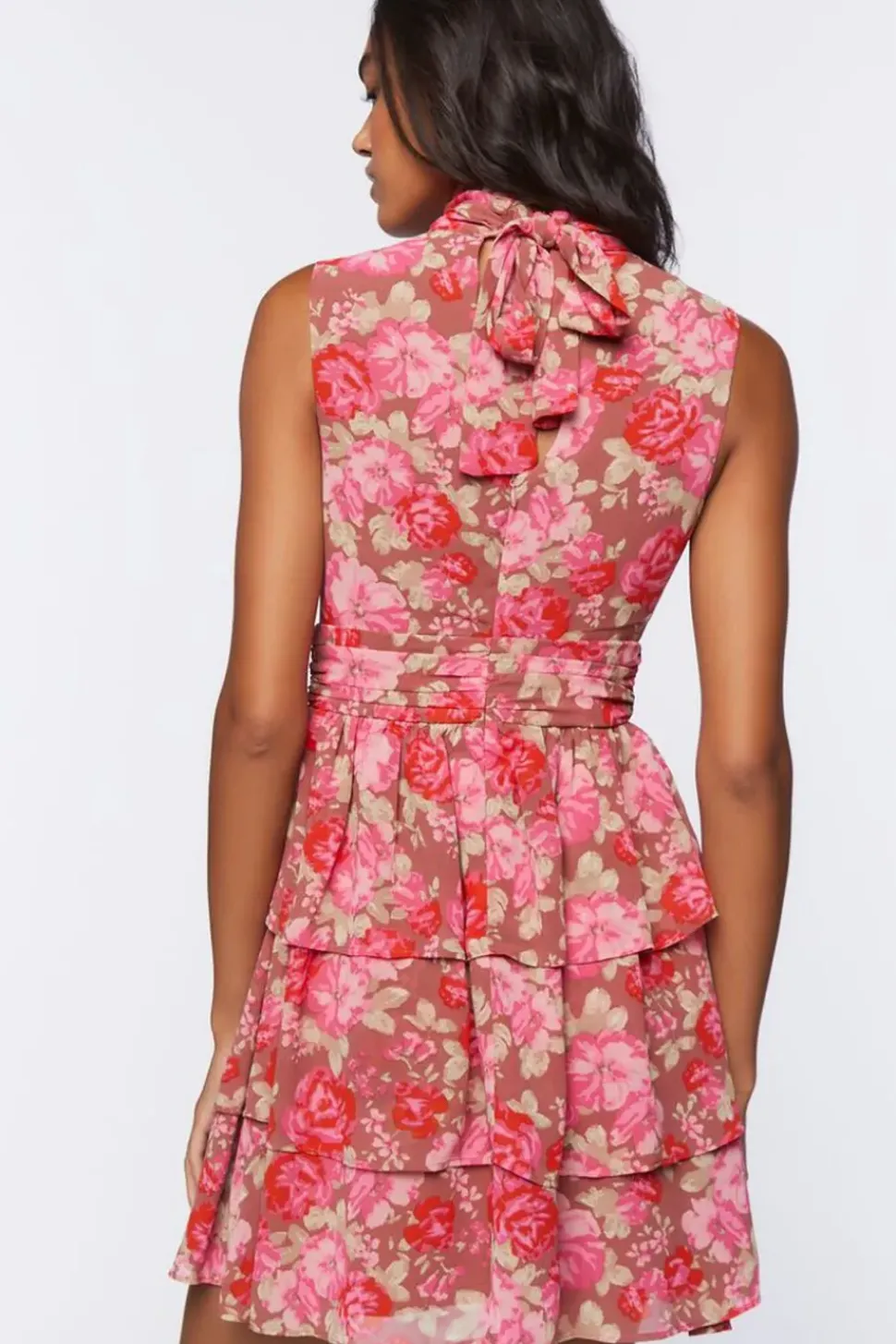 Floral Print Tiered Mini Dress