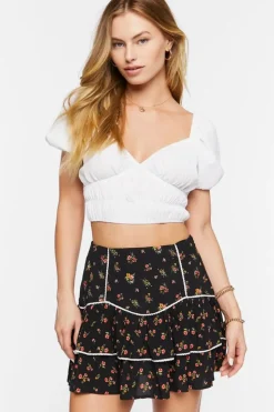 Floral Print Tiered Mini Skirt