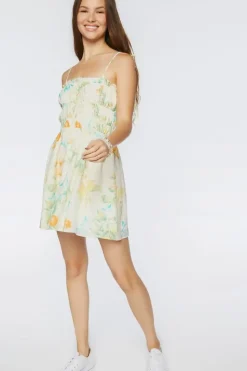 Floral Print Tie-Strap Mini Dress