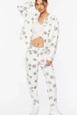 Floral Print Wide-Leg Jeans