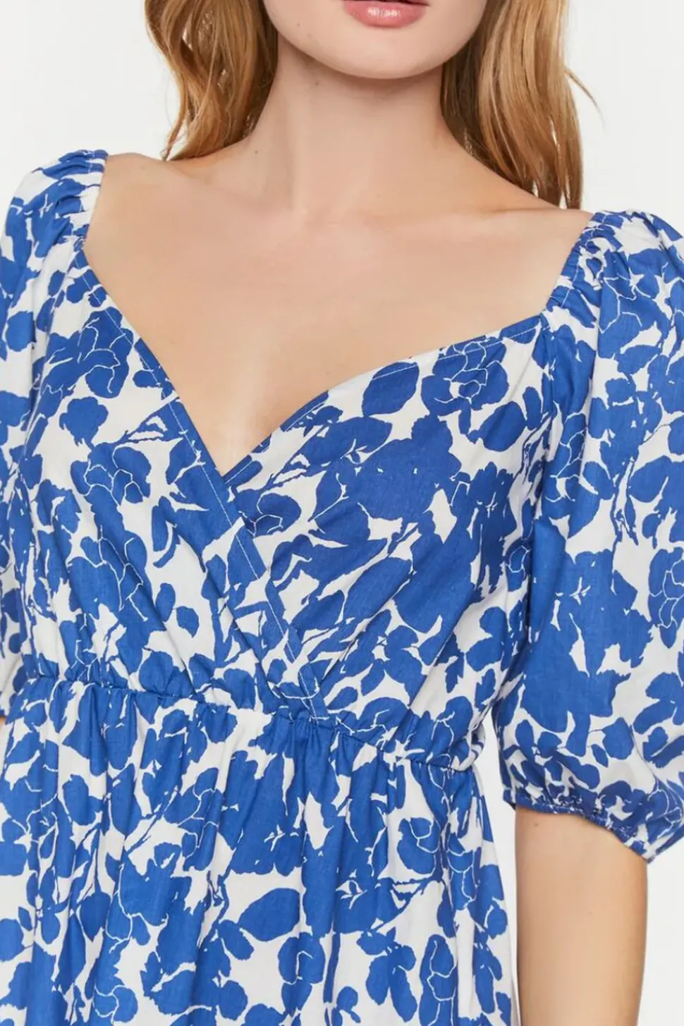 Floral Puff-Sleeve Midi Dress