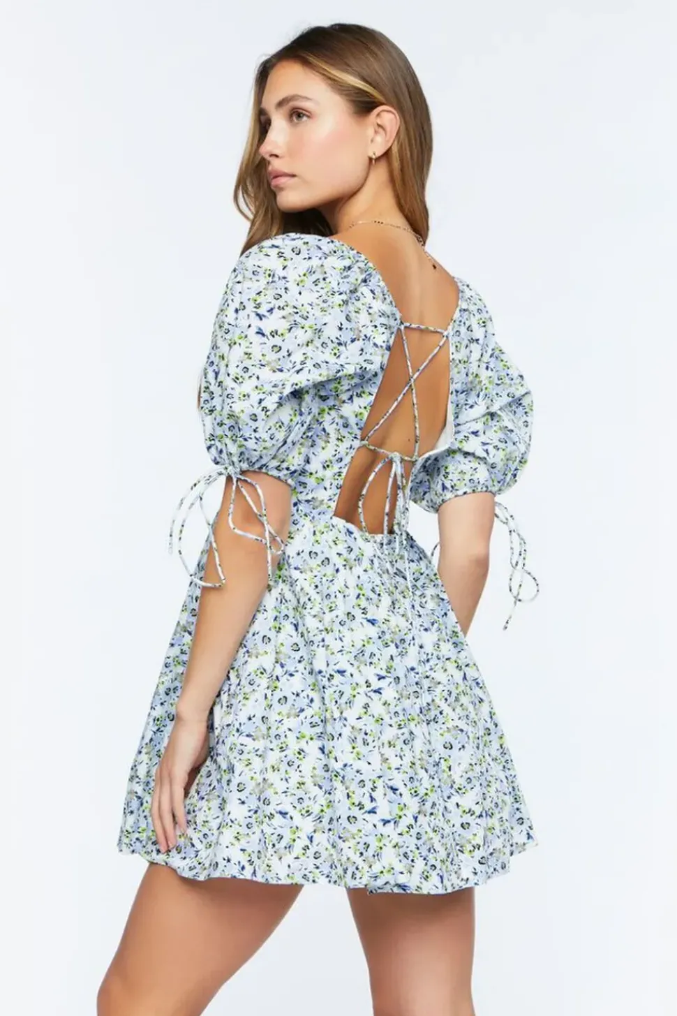 Floral Puff-Sleeve Mini Dress