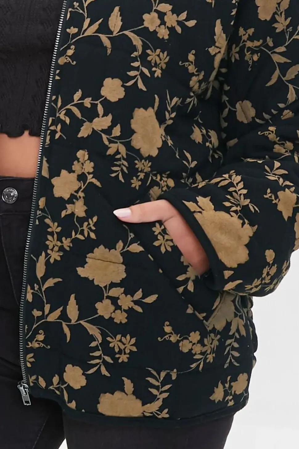 Floral Quilted Zip-Up Jacket