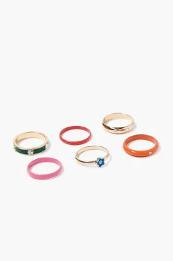 Floral Rhinestone Ring Set