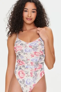 Floral Ruched Lingerie Bodysuit
